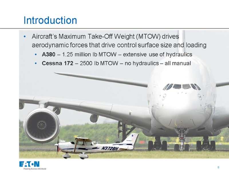 Introduction  Aircraft’s Maximum Take-Off Weight (MTOW) drives aerodynamic forces that drive control surface